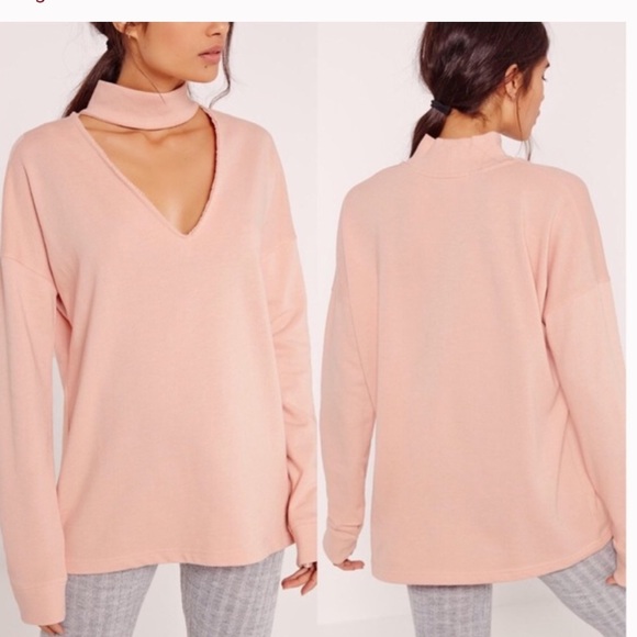 Misguided Blush Choker Sweatshirt - Picture 3 of 5